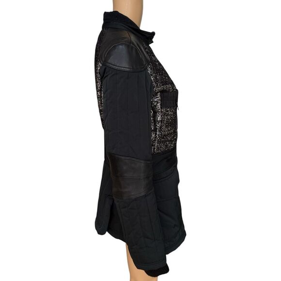 RARE Alexander Wang Runway Hybrid Tweed Ski Jacket leather detail size L No hood - Picture 4 of 11